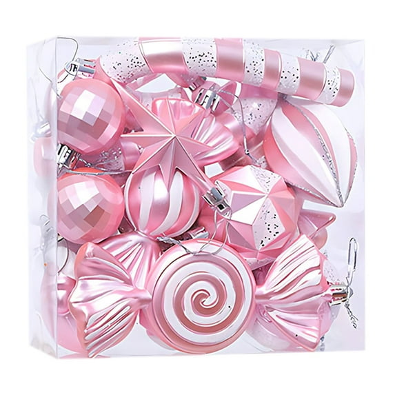 Holloyiver 16 PCS Christmas Balls Ornaments for Xmas Christmas Tree, Shatterproof Christmas Tree Decorations Hanging Ball Ornaments for Holiday Party Decor (Pink)