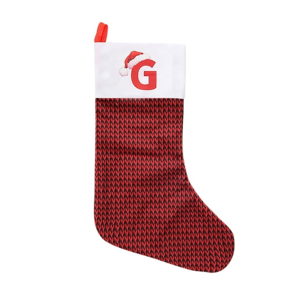 Holloyiver 17.9 inch Mini Knit Monogram Embroidered Christmas Stocking, Personalized Initial Christmas Stocking Family Holiday Xmas Party Decor Christmas Decorations (Red)
