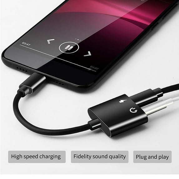 Holloyiver 2 in 1 USB C to 3.5mm Headphone and Charger Adapter, USB-C to AUX Mic Jack with PD 60W Fast Charging for Stereo, Earphones, Compatible with Smartphone, Tablet, Laptop