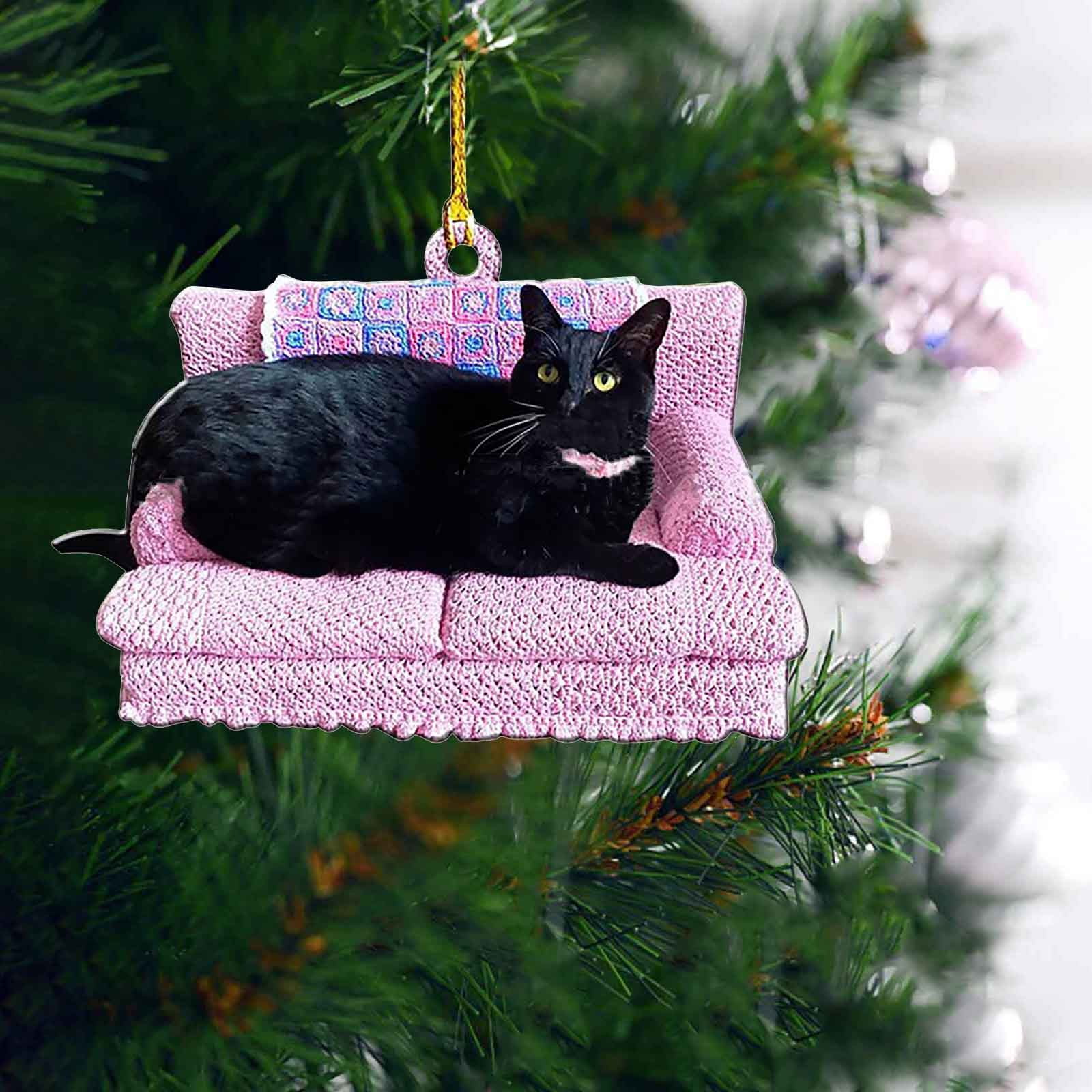 Holloyiver 2 Side Printed Black Cat Christmas Ornaments Acrylic Black ...