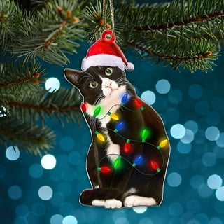 Ornaments - Mardi Gras Blue Santa Cat - Art and Gifts