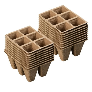 Holloyiver 20 Packs Peat Pots Seed Starter Trays, 6 Cells Germination Seedling Each Pots, Organic Biodegradable Plant Germination Tray for Vegetable Flower, Herbs, Indoor Outdoor Garden