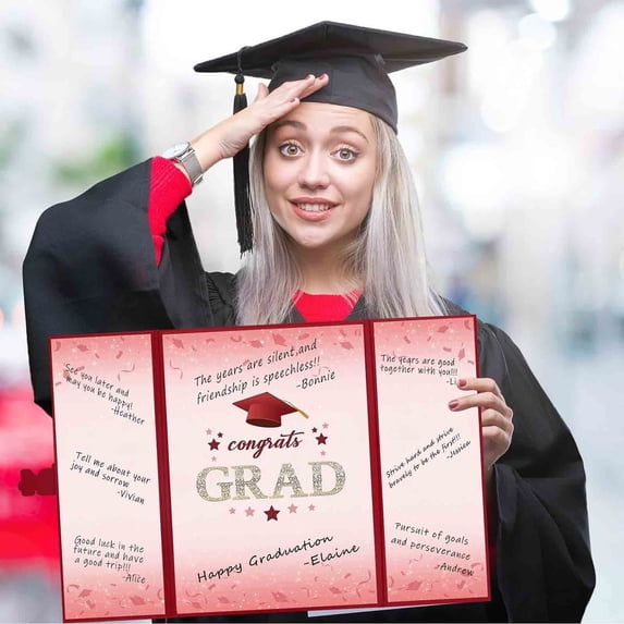 Holloyiver 2024 Graduation Guest Book, Red Class of 2024 Graduation Party Decor, Graduation Signature Book for 2024 College High School, Distinctive Graduation Gifts for Friends Classmates