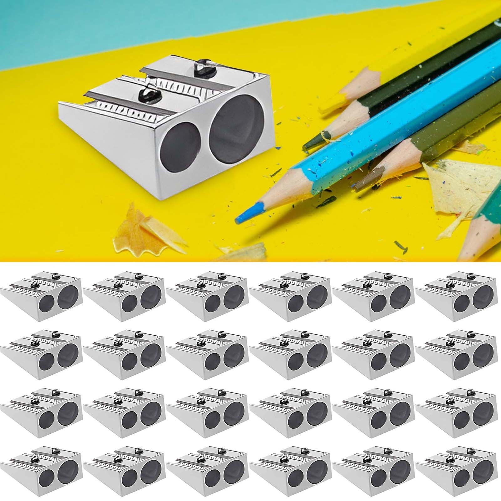Holloyiver 24PCS Pencil Sharpeners, Manual Twin Metal Dual Sharpening