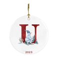 thumbnail image 1 of Holloyiver 26 Letters Christmas Ornaments, Snowman Acrylic Car Ornaments Christmas Tree Round Pendant, DIY Christmas 26 Letters Alphabet Hanging Ornaments for Home Decor, 1 of 9