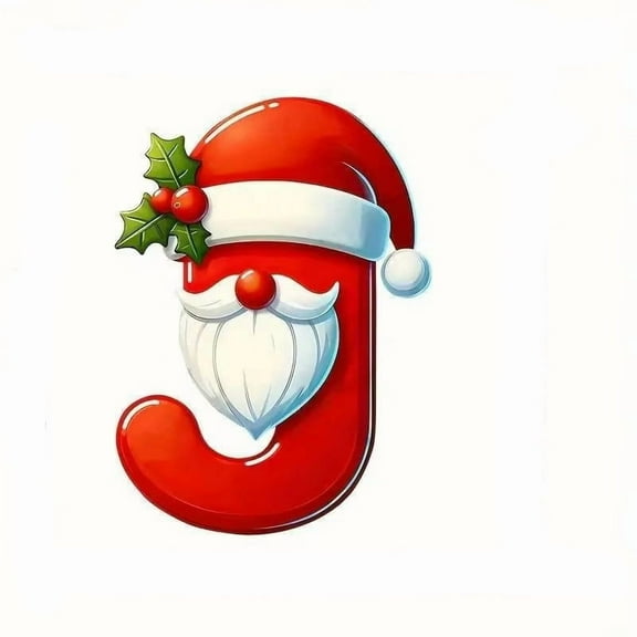 Holloyiver 26 Pcs New Red Alphabet Ornaments for Christmas Tree, 26 A to Z Alphabet Acrylic Santa Claus Letter Pendant with Berries, Holly Leaves Patterns Monogram Initial Letter Hanging Decorations