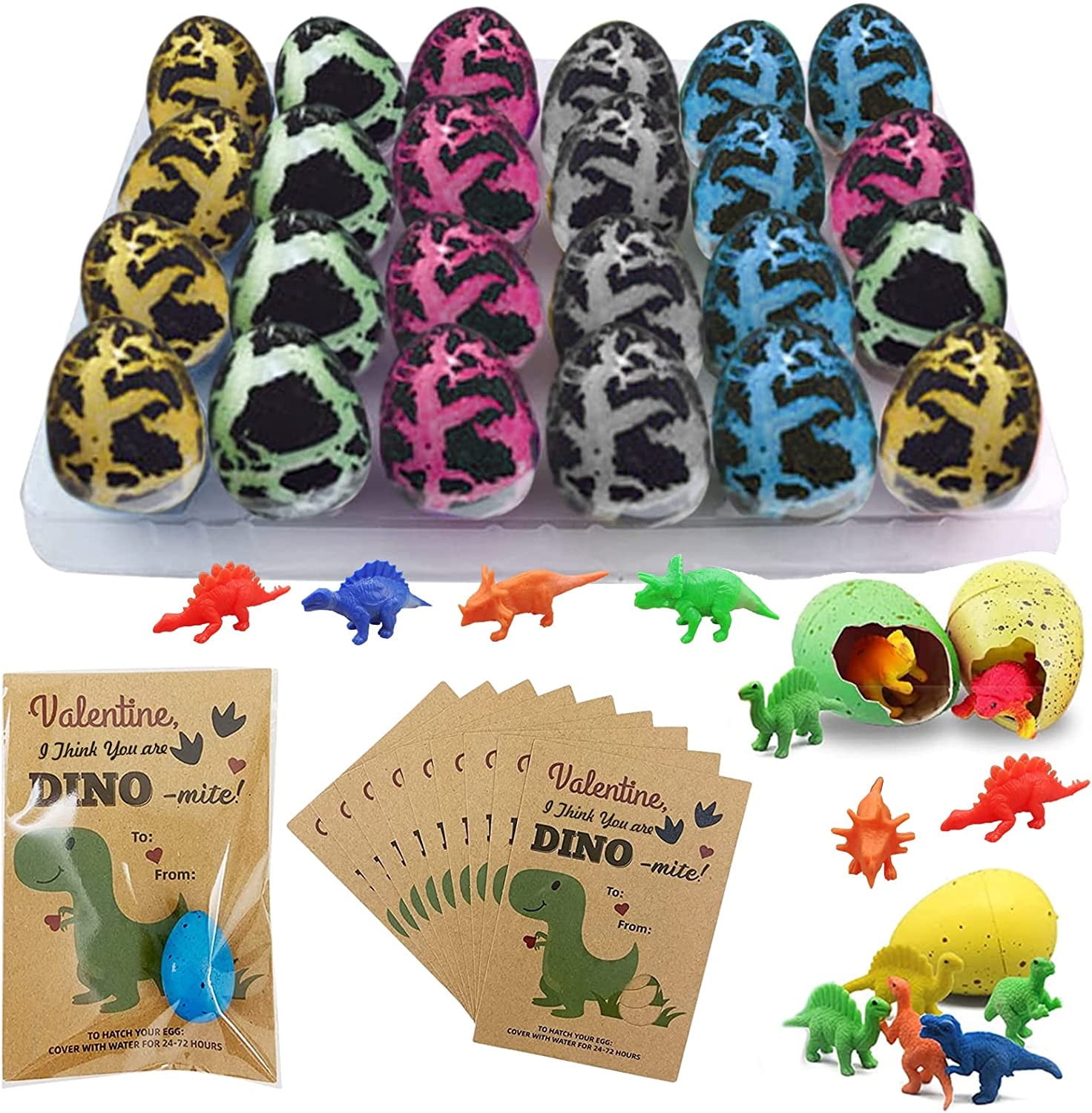 Holloyiver 30PCS Hatching Dinosaur Eggs Valentines Day Cards for Kids ...