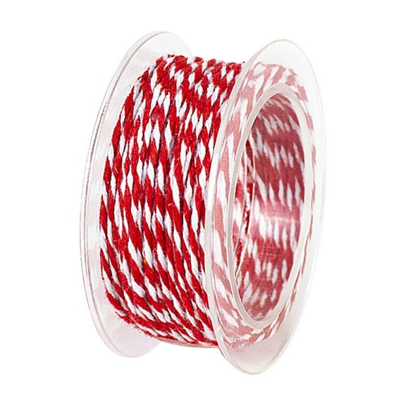 Holloyiver 32 Feet Christmas Twine Cotton String Rope Cord for Gift Wrapping, Art Packing, Garden Decoration, Arts Crafts Twine, Red and White Twine (Red)