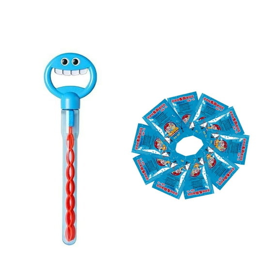 Holloyiver 32 Hole Smiling Face Bubble Wand with 10PCS Bubbles Refill, Children's Bubble Wands Toy, Smiling Face Bubble Stick for Summer Toy Party Favor, Outdoors Activity, Birthday Gift