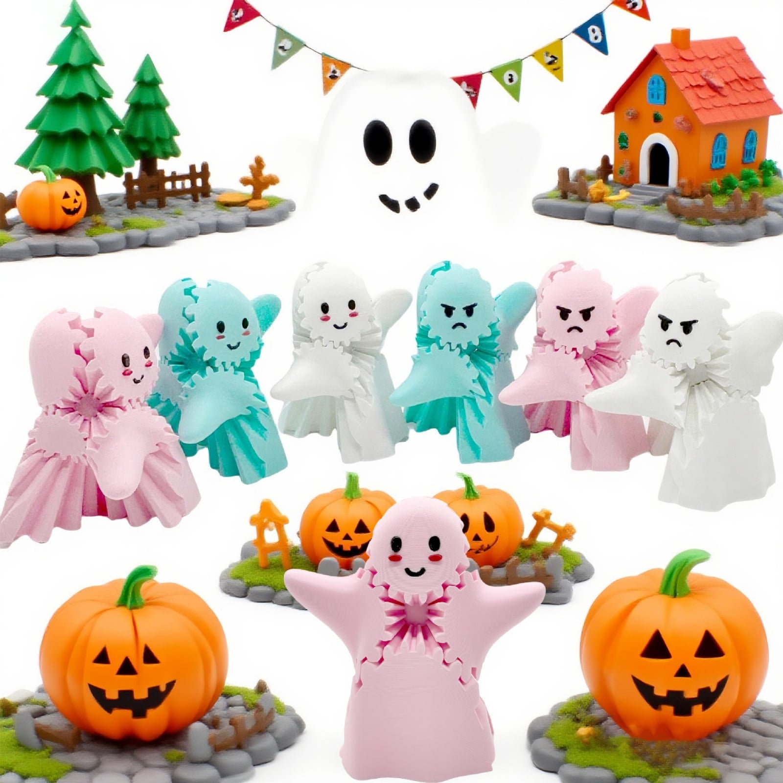 Visual Reference: Holloyiver 3D Printed Ghost Gear Cube Fidget Toy Adorable Printed
