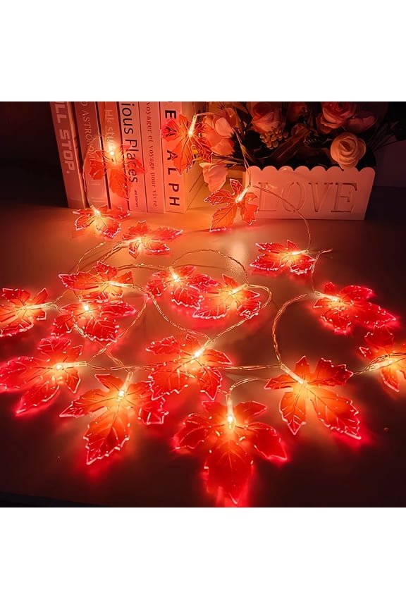 4.9Ft Maple Leaves String Light, Fall Garland Waterproof Battery Operated Maple Leaf LED String Light for Home Indoor Outdoor Garden Party Decor Thanksgiving Christmas