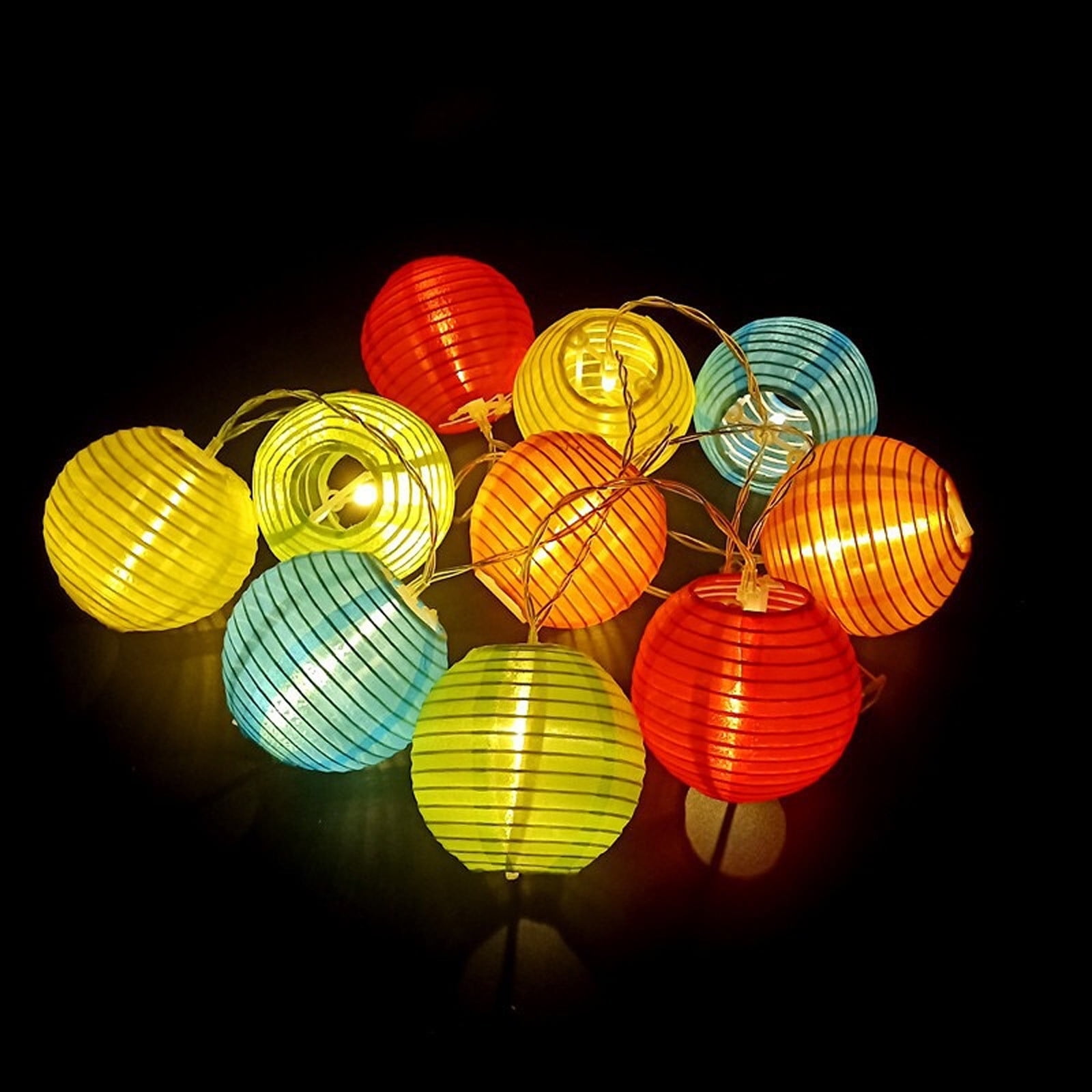 Holloyiver 4.9Ft Multicolor Lantern String Lights Outdoor, 10 LEDs Plug