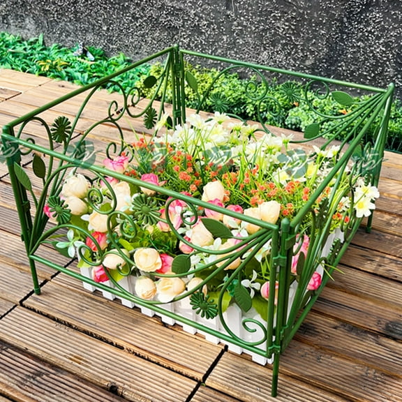 Holloyiver 4PCS Plastic Green Edging Garden Picket Fence, Grass Lawn Flowerbed Plant Borders, Decorative Landscape Path Panels, 12 In Tall, 14 In Wide Each - Lightweight & Easy Installation