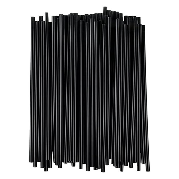 Holloyiver 500 Pcs Plastic Straws, 8.27" Straight Disposable Black Hot Drinking Coffee Stirrers, 0.16" Diameter, for Tea Cup Cocktail Party Supplies, Home Bar Water Cold Drink Accessories