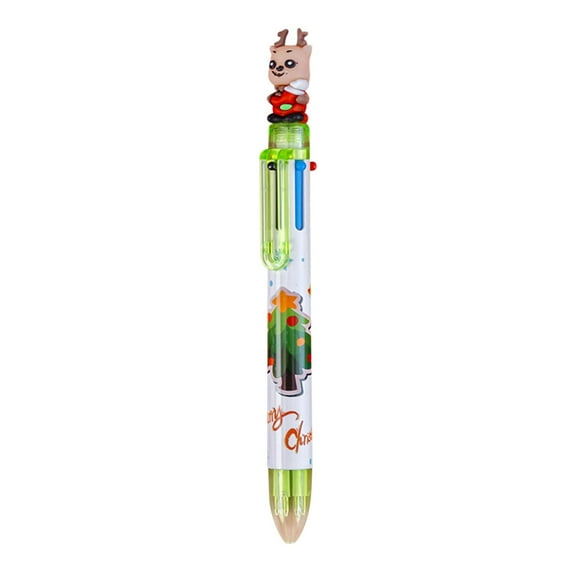 Holloyiver 6 In 1 Christmas Ballpoint Pen Multicolor Retractable Ballpoint Pens Christmas Tree Santa Claus Snowman Xmas Party Favors End of Year Student Teacher Gifts Pens