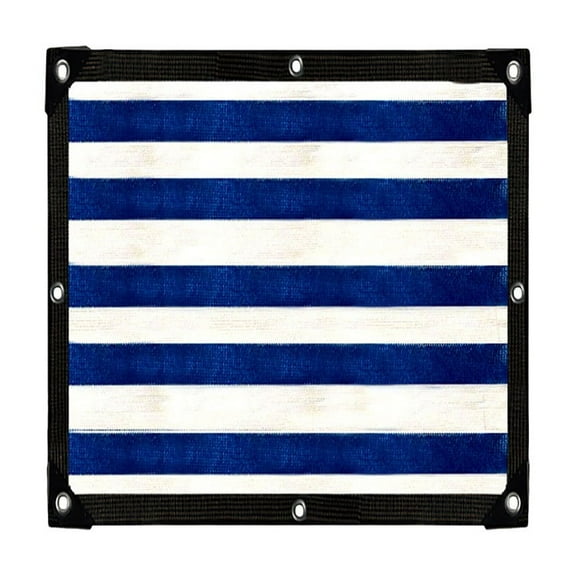 Holloyiver 6.6 ft x 6.6 ft Outdoor Blue Strip Sun Shades Canopy, Waterproof UV Block Protection