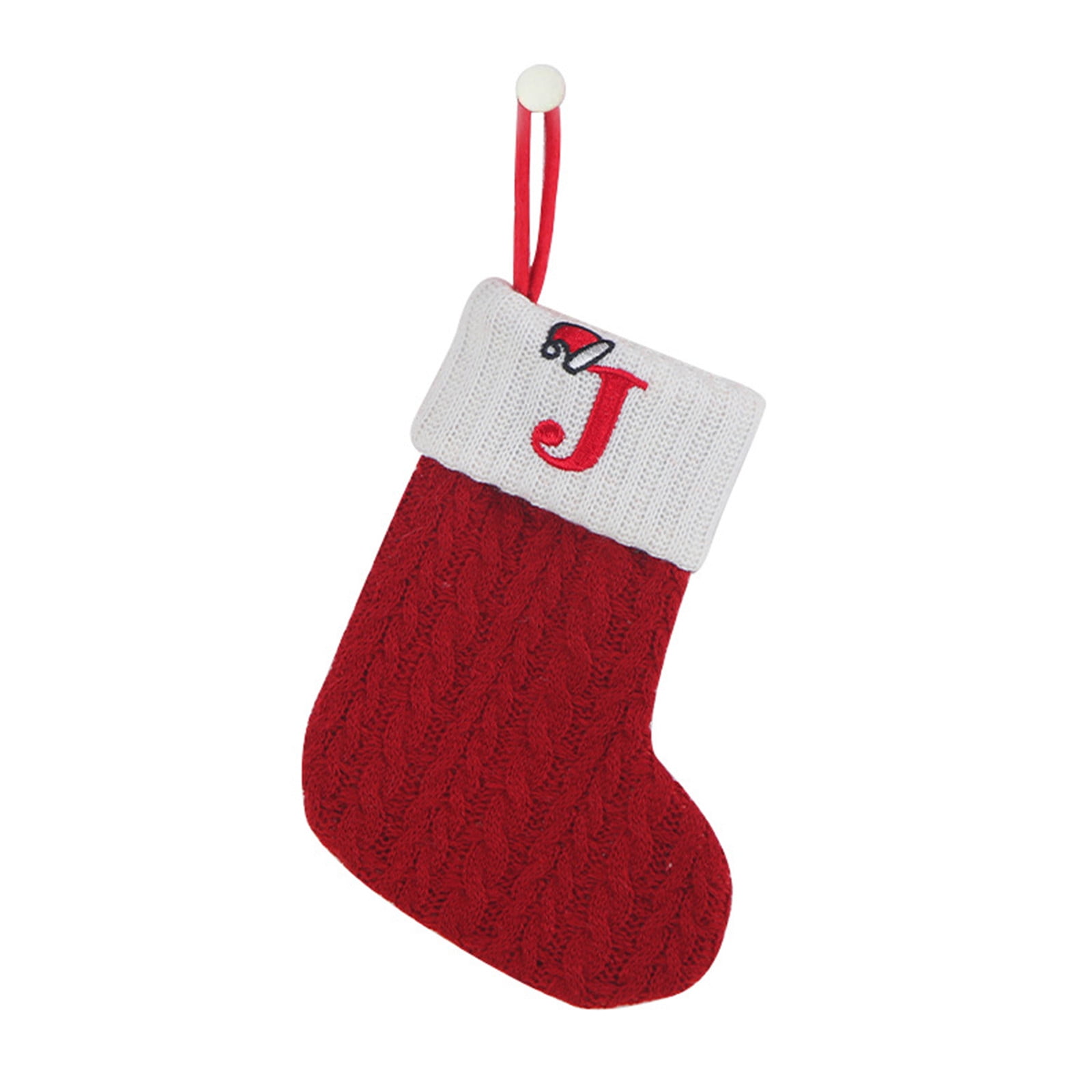 Holloyiver 7inch Red Knit Monogram Christmas Stockings, Personalized
