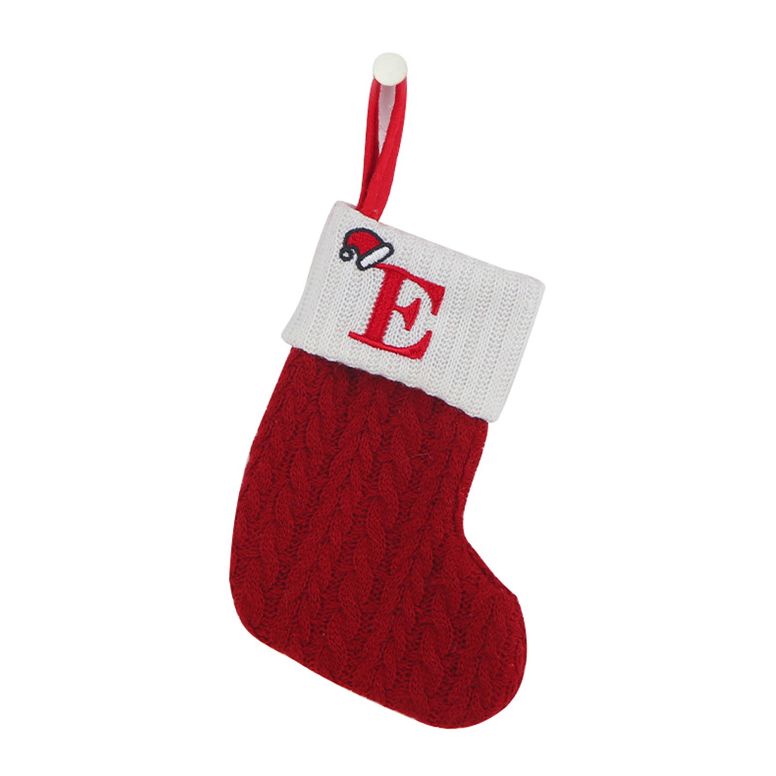 Holloyiver 7inch Red Knit Monogram Christmas Stockings, Personalized