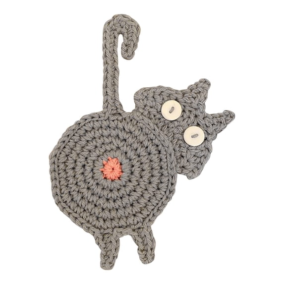Holloyiver 8 Styles Cat Butt Coasters for Drinks, Funny Drink Mat Handmade Water-Wicking, Stain-Resistant, Absorbent Bar Coasters for Home Office Decor, Valentine Cat Gifts for Cat Lover