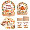 Holloyiver 96PCS Fall Paper Plates and Napkins Party Supplies, Autumn
