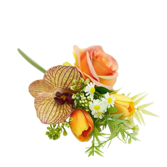 Holloyiver ABC 12.99 Inch Artificial Large Rose Bouquet, Realistic Silk Flower Stem, Faux Rose Orchid for Dining Table Home Wedding Decor (Multi-Color)