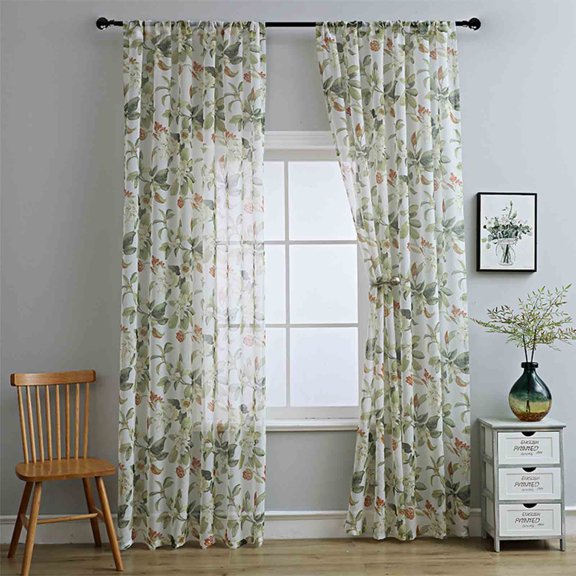 Holloyiver ABC 2 Pack Linen Style Window Curtains, Decorative Printed Window Drapery for Living Room Bedroom Home Decor