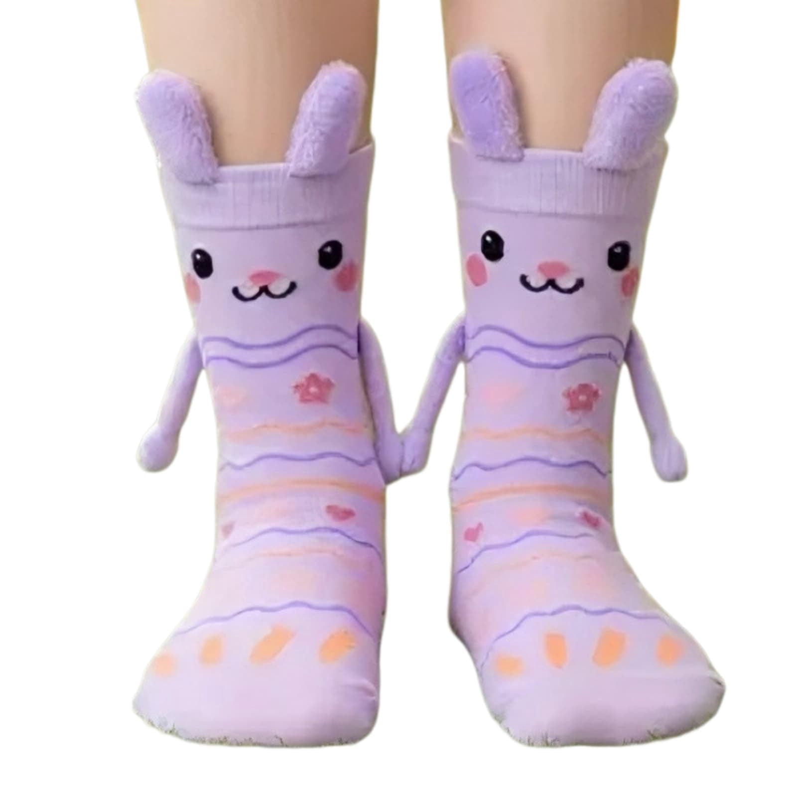 Holloyiver ABC Easter Bunny Handshake Crew Socks, Cute Bunny Holding ...