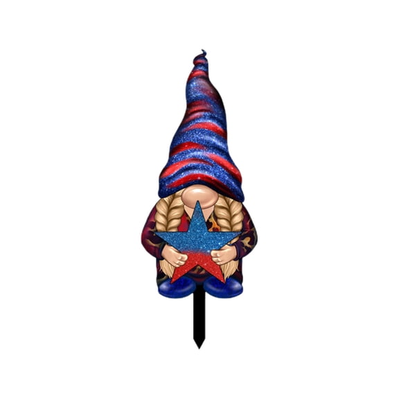 Holloyiver ABC Patriotic Gnome Garden Stakes – 4th of July Yard Decor, Acrylic Independence Day Gnome Figurines for Lawn & Outdoor Decor (Multicolor)
