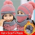 thumbnail image 1 of Holloyiver Adult Windproof Hat Cycling Skiing Knit Hat Scarf Mask Sets Warm Knitted Cap, 1 of 4