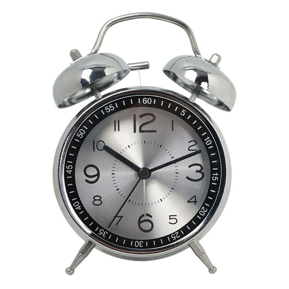 Holloyiver Alarm Clock, Twin Bell Galvanized Metal 4.5" Extra Loud Quartz Battery Operated with Backlight for Bedside Table, Vintage Silent Non-Ticking Old Fashioned Decorative Desk Clocks