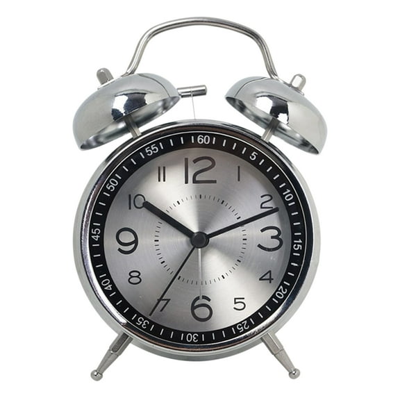 Holloyiver Alarm Clock, Twin Bell Galvanized Metal 4.5" Extra Loud Quartz Battery Operated with Backlight for Bedside Table, Vintage Silent Non-Ticking Old Fashioned Decorative Desk Clocks