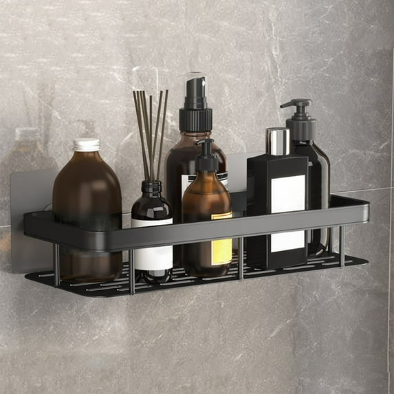 Holloyiver Aluminum Alloy Shower Caddies Bathroom Organizer with Suction Cup Adhesive, Black Gold