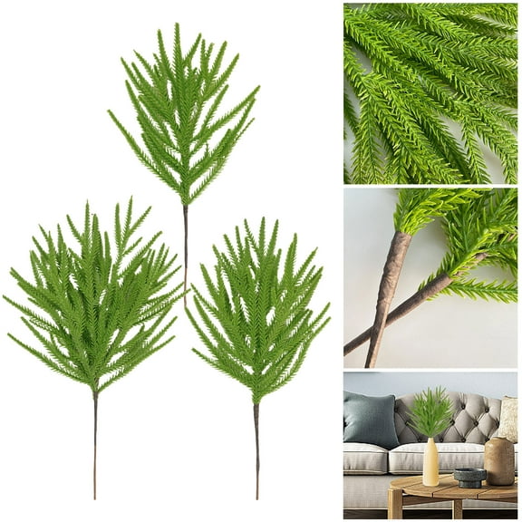 Holloyiver Artificial Pine Branches, 17.7 inch Pine Branches, Faux Pine Branches Christmas Picks and Sprays, Artificial Pine Stems for DIY Wreath, Vase, Christmas Tree, Garland, Wedding