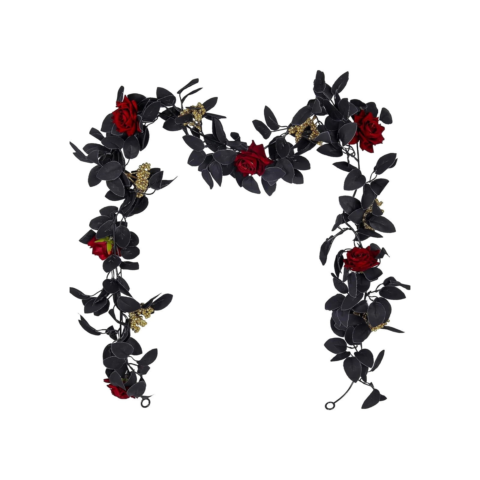 Holloyiver Artificial Rose Vines Fake Hanging Silk Flower Plastic Floral Garland with Leaf for Indoor Wedding Party Table Centerpiece Home Garden Wall Halloween Decor (Black)