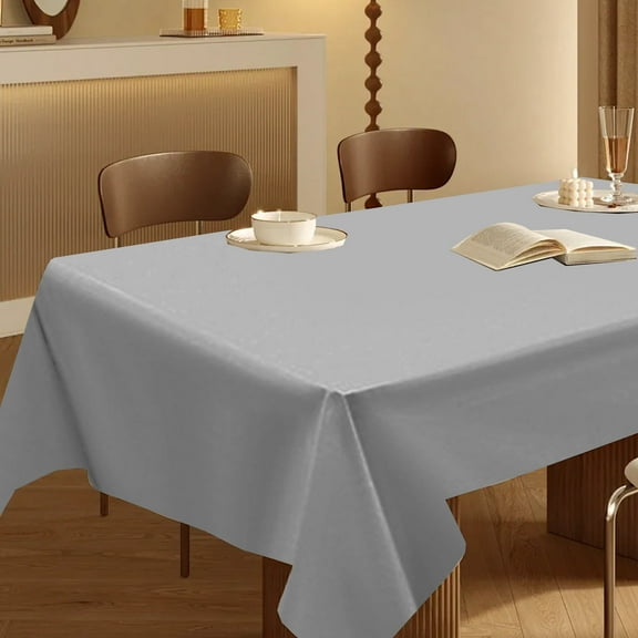 Holloyiver Assorted Color Disposable Plastic Tablecloth, Rectangle Table Cover Decorative Plastic Disposable Table Cloths for Theme Party Birthday Wedding Picnic Home (Gray, 54 x 72 Inch)