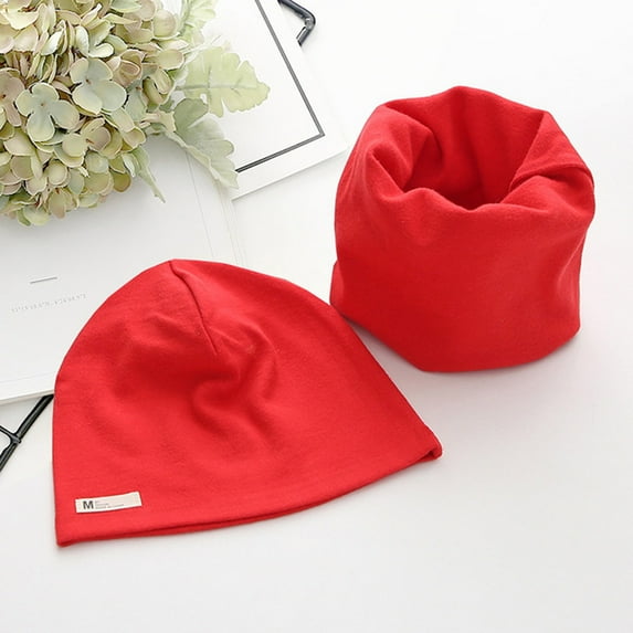 Holloyiver Baby Winter Warm Cute Solid Color Soft Cotton Hat Cap Scarf Neck Warmer