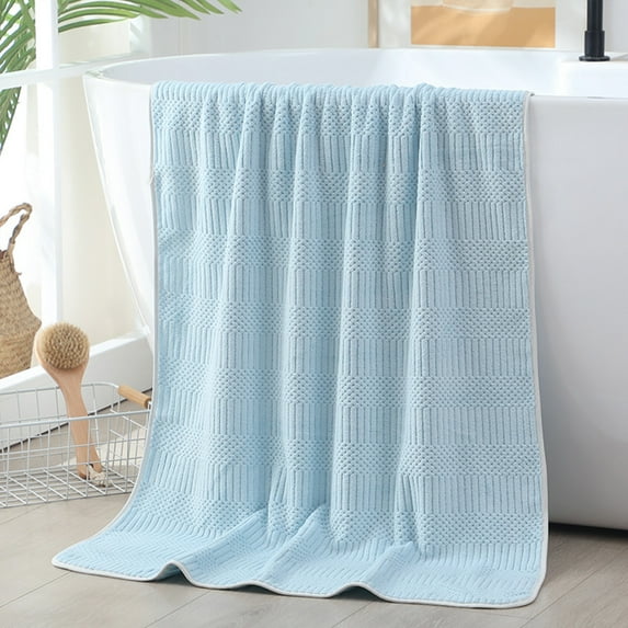 Holloyiver Bath Towels, Extra Absorbent & Quick Drying Towels for Bathroom, Fibre Large Bath Towel, Super Soft Multipurpose Use for Fitness, Spa, Sports Towels, Yoga (Light Blue, 55.1"x27.6")