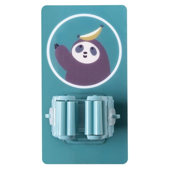 Holloyiver Broom and Mop Grippers Wall Hook, Adhesive Damage Free Hanging Wall Mount Broom and Mop Holder, No Tools Household Cleaning Organizer for Living Spaces, Cartoon Animals