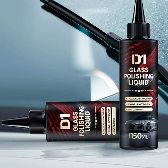 Holloyiver Car Glass Oil Film Remover,D1 Glass Polishing Liquid,Car Glass Oil Film Remover & Auto Scratch Repair Compound,Removes Swirls, Scratches, Wiper Marks & Oil Film