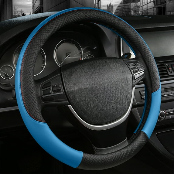 Holloyiver Car Steering Wheel Cover, 14.5-15 Inch Premium Universal Microfiber Leather Covers, Breathable Anti-Slip Odorless Steering Wheels Accessories for Men Women (Blue)