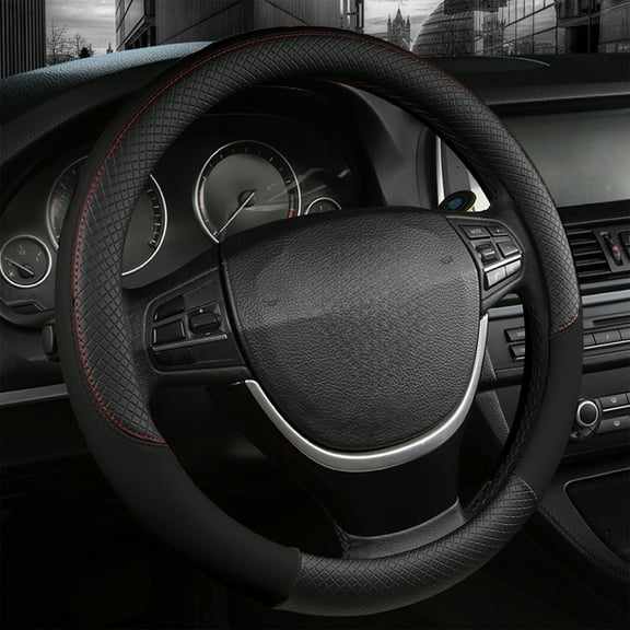 Holloyiver Car Steering Wheel Cover, 14.5-15 Inch Premium Universal Microfiber Leather Covers, Breathable Anti-Slip Odorless Steering Wheels Accessories for Men Women (Black)