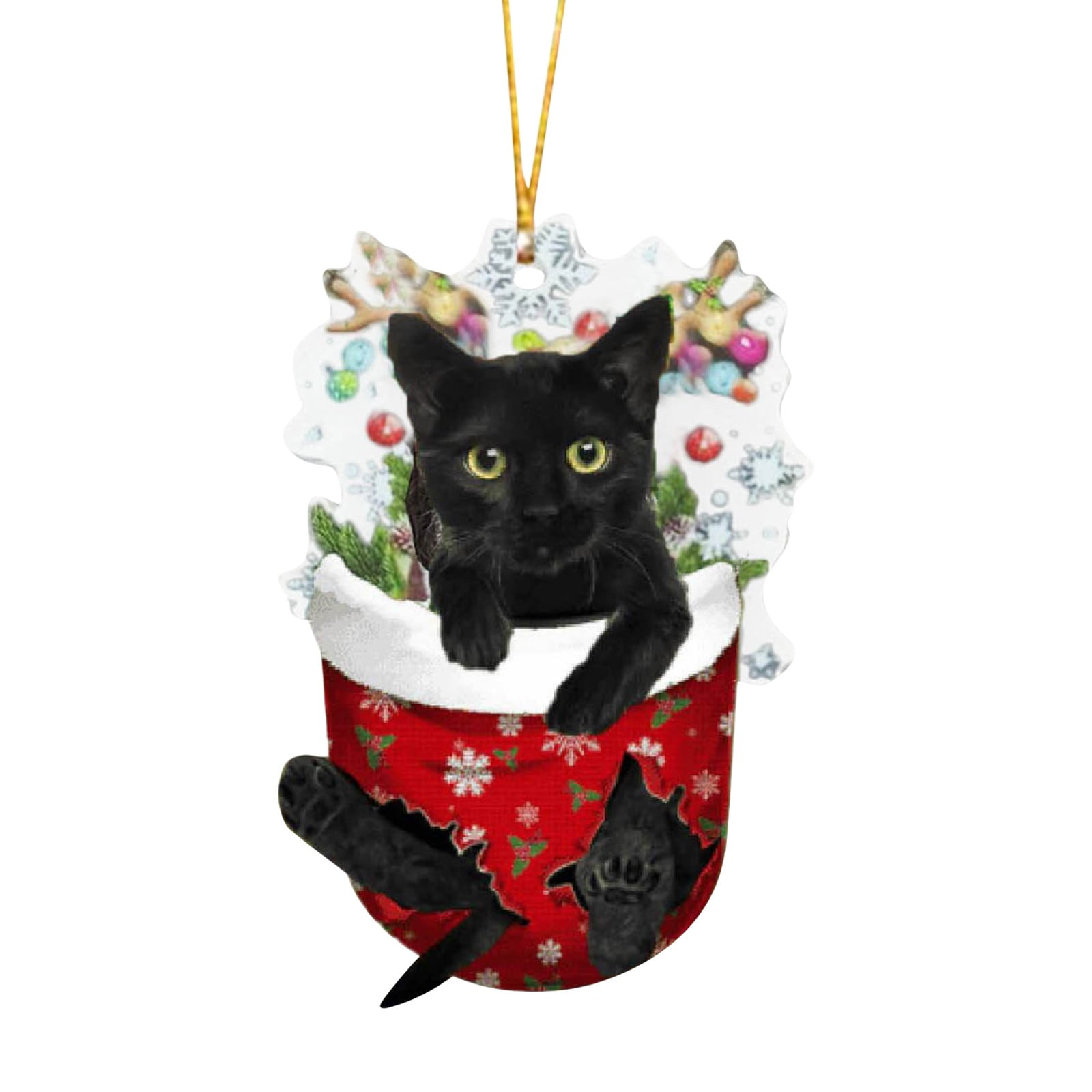 Holloyiver Cat Christmas Tree Ornaments, Cute Pet Memorial Decorations for Indoor/Car/Home