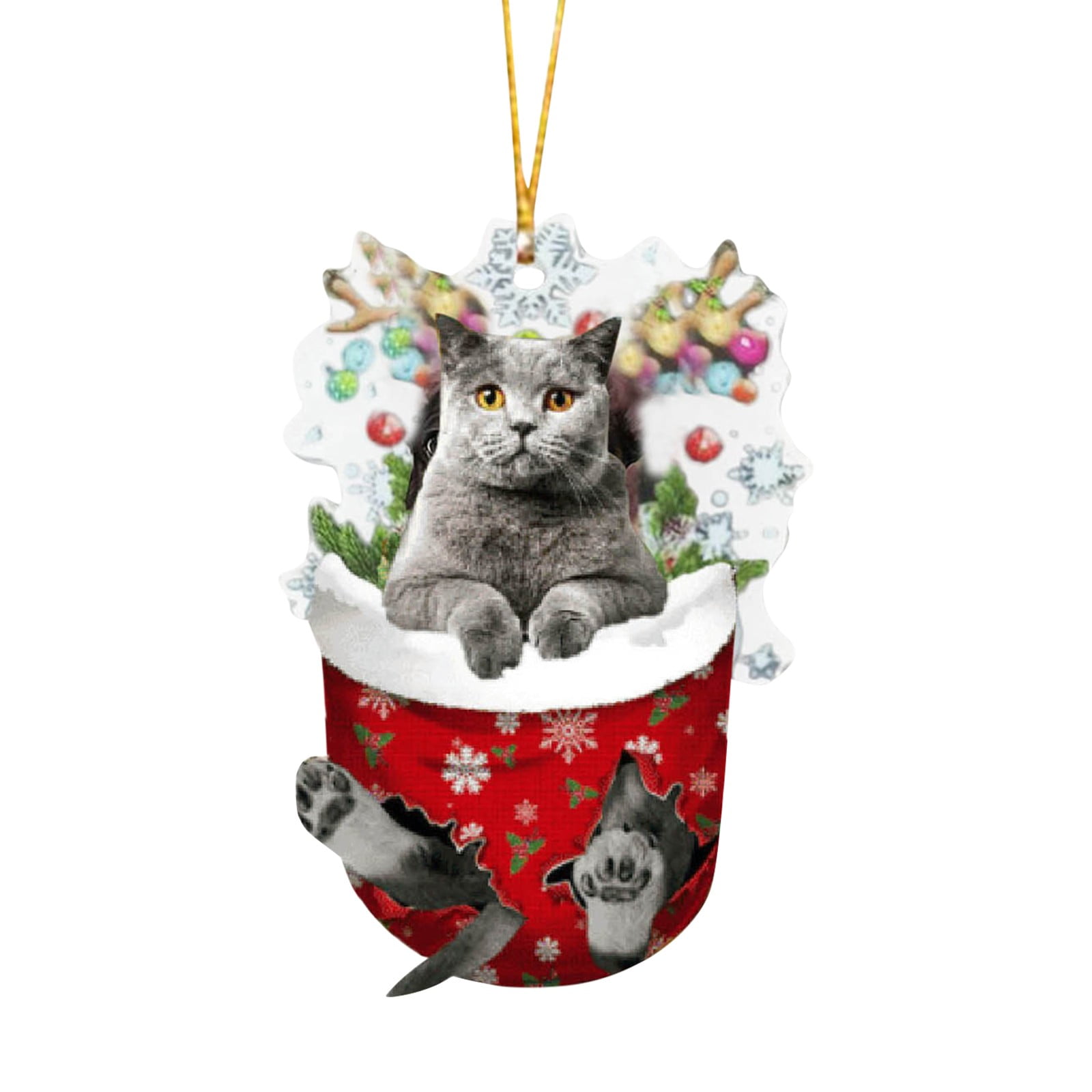 Holloyiver Cat Ornaments for Christmas Tree, Cute Cat Picture