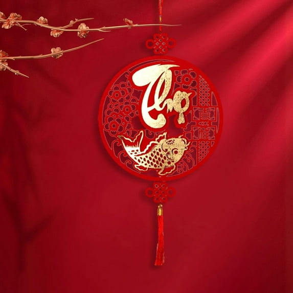 Holloyiver Chinese New Year Decorations, Spring Festival Door Pendant, Chinese Hanging Ornament with Tassel, Decoration for New Year Spring Festival Home Office Decorations