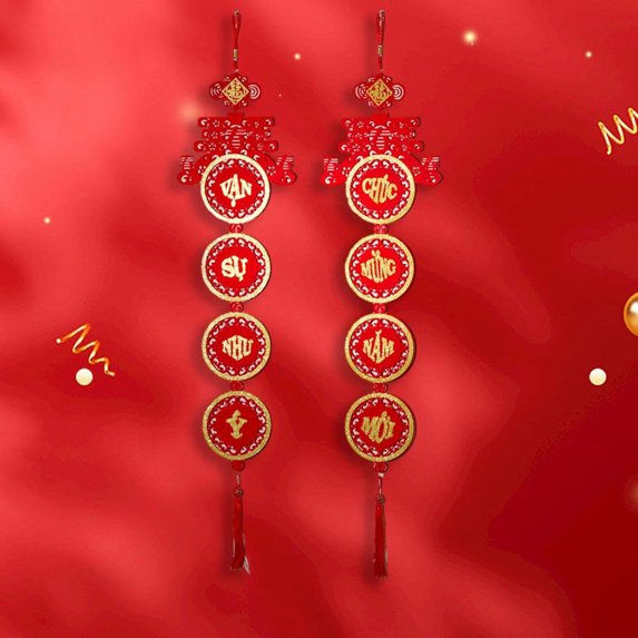Holloyiver Chinese New Year Decorations, Spring Festival Door Pendant, Chinese Hanging Ornament with Tassel, Decoration for New Year Spring Festival Home Office Decorations