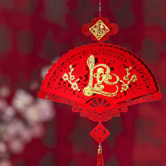 Holloyiver Chinese New Year Decorations, Spring Festival Luck Ornaments, Paper Fans for Asian Chinese Lunar New Year 2024 Year of The Dragon Party Decor