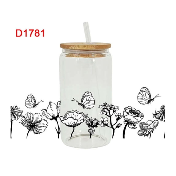 Holloyiver Christmas Heat Transfer Stickers, Waterproof Wraps Sticker for Mug Iced Coffee Glass Cups Rub On Transfers Decals