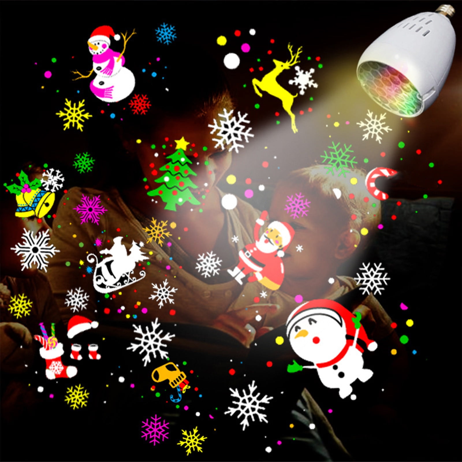 Holloyiver Christmas Laser Projector Lights, Snowflake Santa Auto Rotating Led Lights with Christmas Decorative Patterns for Indoor Outdoor Garden Patio Wall