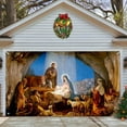 thumbnail image 1 of Holloyiver Christmas Nativity Garage Door Banner 6.5x4.9 ft, Large Christmas Garage Door Decorations, The Season Backdrop Background for Photo Holy Nativity Christmas Party Outdoor Banner, 1 of 5