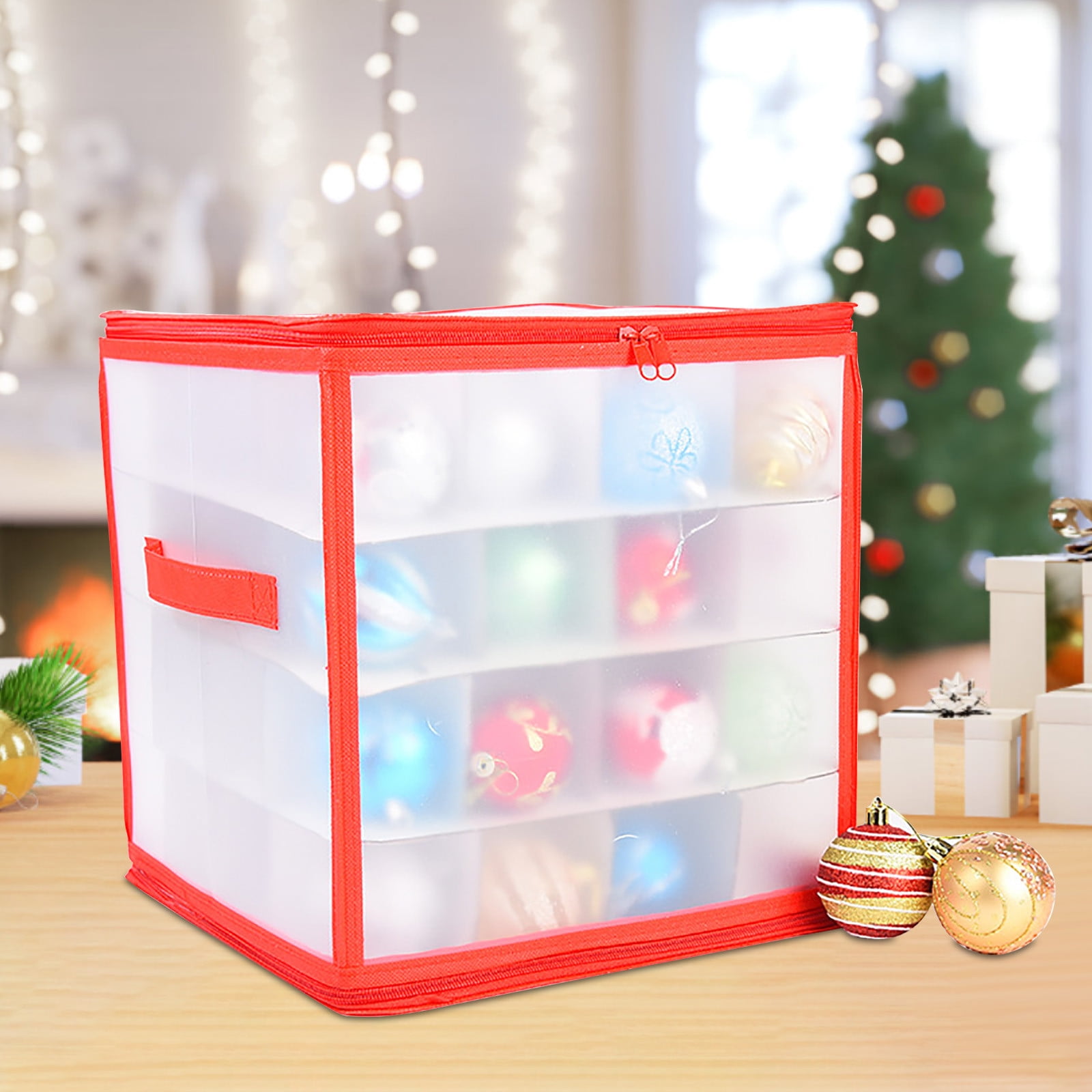 Holloyiver Christmas Ornament Storage Box, Plastic Xmas Holiday